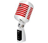 Pronomic DM-66R Microphone Dynamique Vintage pour Chant Micro Vocal Classique rétro (réponse en fréquence : 50-16 000 Hz, boîtier Solide moulé sous Pression) Argent/Rouge