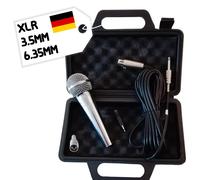 Microphone Dynamique XLR 3,5mm 6,35mm Valise Câble Set Argent Chant Dj