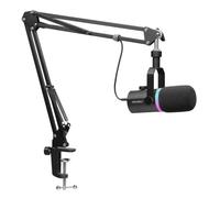 Microphone dynamique XLR/USB FEELWORLD PM1-AS pour enregistrement de podcasts, diffusion en direct de jeux, avec support cantilever (couleur : noir) - PM1