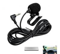 Microphone Externe 3.5 Mm pour Autoradio, Micro Autoradio Voiture Mains Libres avec Câble 2 m, Haute Sensibilité Anti Bruit, Compatible JVC Kenwood Sony Alpine GPS DVD Bluetooth, Installation Facile