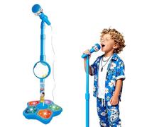 Microphone for Kids - All in One Microphone Stand for Kids, Kid Microphones with Adjustable Stand, Speaker, Colorful LED, Applicable to Phones, Mp3 (Blue)