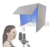 Microphone Isolation Shield, Portable Vocal Recording Booth, Sound Isolation Room for Home Studio, High Density Absorbent Foam, Desktop Soundproof Cover, Easy to Assemble