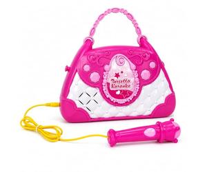 Microphone jouet pour fille, microphone karaoké avec connexion MP3, smartphone, haut-parleur, bases musicales, design sac à main, sac à main, karaoké avec microphone, jouet fille, microphone rose (a)