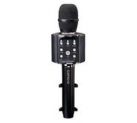 Lenco BMC-090 - Microphone karaoké - Bluetooth V4.2 - Avec support pour smartphone - 5 W RMS - Effets d'éclairage LED - Batterie intégrée de 1 200 mAh - Android et iOS - noir