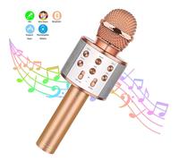 Microphone karaoké Bluetooth sans fil, haut-parleur micro karaoké avec radio FM Remix réglable pour enfants filles garçons adolescents anniversaire Pink