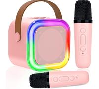 Microphone Karaoké Enfant Avec 2 Micro Sans Fil, Machine De Karaoke Portable Bluetooth Avec Haut-Parleur, Lumières Led, Jouet Éducatif, Pour Filles Et Garçons