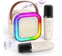 Microphone Karaoké - IYINJUAN - Bluetooth - 2 Microphones - LED Colorées - HiFi