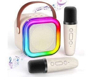 Microphone Karaoké - IYINJUAN - Bluetooth - 2 Microphones - LED Colorées - HiFi