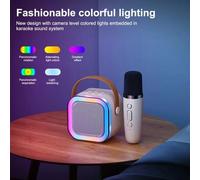 Microphone karaoké KTV haut de gamme ¿ micro sans fil Bluetooth avec haut-parleur colonne - Blanc