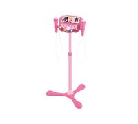 Microphone karaoké LEXIBOOK Barbie lumineux réglable 60 à 95 cm avec enceinte Bluetooth, 2 micros et effets vocaux Rose