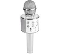 MAX! Micro de karaoké KM01 2-en-1 - enceinte Bluetooth et lecteur multimédia - Argent