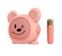 Microphone karaoké ours chantant à tue-tête : enceinte Bluetooth mignonne avec un visage souriant_M
