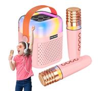 Microphone karaoké portable, audio de chant sans fil avec 2 microphones | Machine de karaoké sans fil | Pour patio, jardin, extérieur, fête, réunion, maison, performance scène