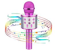 Microphone karaoké pour enfants et adultes, effet écho, haut-parleur intégré, lecteur karaoké Portable pour cadeaux de fête et de voyage Pink