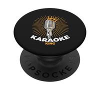 Microphone karaoké rétro pour Homme Chanteur de Nuit PopSockets PopGrip Adhésif
