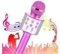 Microphone Karaoké sans fil Bluetooth -Haut-parleur Micro modificateur de voix et Écho Fonction enregistrement et Selfie