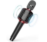 Microphone karaoké sans fil pour téléphone, chant à domicile, haut-parleur portable, microphone à condensateur Y11s, compatible Bluetooth, noir et rouge