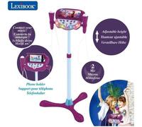 Microphone La Reine des Neiges sur pied ajustable lumineux avec enceinte, 2 Micros et Effets vocaux, Enceinte Bluetooth