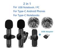 Microphone Lavalier sans fil,2.4G,antibruit,audio,vidéo,statique,iPhone,iPad,Android,Xiaomi,Samsung,Live Game Mic - Type Adaptateur 2in1TypeC-USBAdapter #B