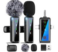 Microphone Lavalier Sans Fil, Affichage Numérique, Plug And Play, Réduction Du Bruit Ai, Adapté Pour Iphone/Ipad/Pc/Android/Caméra, Micro Cravate, Adapté Pour Live/Youtube/Vlog (Hs63 3 In 1)