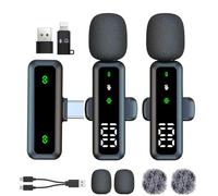 Microphone Lavalier sans fil avec affichage LED, microphone Lavalier Clip on Mic avec réduction du bruit pour enregistrement vidéo, Tiktok, Youtube, Vlog Podcast Content Creator (noir)