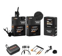 Microphone Lavalier sans Fil, Comica BoomX-D2 Pro 2.4G Système de Microphone sans Fil d'enregistrement embarqué pour Smartphones, Camera, Computer, Youtube,Facebook Live-Streaming (Noir) (2TX + RX)