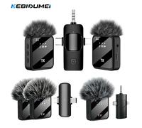 Microphone Lavalier sans fil KEBIDUMEI 3 en 1/2 en 1 pour iPhone/Android, pour interviews, vlog, mini-microphone à réduction de bruit 3 in 1 2 Mic