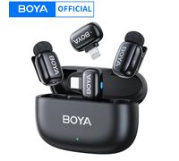 Microphone Lavalier Sans Fil Mini BOYA pour iPhone, iPad, Téléphones Android Type-C - Idéal pour Diffusion en Direct, Enregistrement Audio/Vidéo et Vlogging 12(2TX-2RX-CC)-Ltg-C