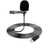Microphone Lavalier USB, Micro Cravate avec 2M Cable et Pince, Lapel Mikrofon Professionnel pour PC Mac Laptop, Mini Mic pour Gaming Podcast Enregistrement Vidéo, Plug at Play