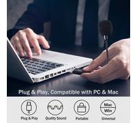 Microphone mini USB compact à voix cristalline pour ordinateurs portables et de bureau, microphone audio haute résolution avec carte son USB