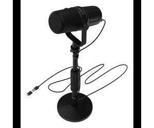 Microphone PC GENESIS RADIUM 750D Noir, XLR/USB, Cardioïde, 50-14000Hz, -54dB, 24bit/96kHz, SNR 95dB, Impédance 600 Ohm, Support Table, Câble 2m