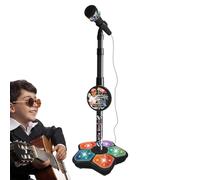 Microphone pour avec Support, Machine de karaoké avec lumières, Microphone réglable sur Pied pour Filles et garçons, Jouet éducatif Cadeau pour