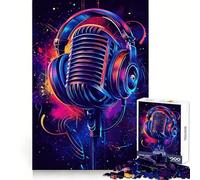 Microphone rétro avec Casque, Puzzle de 1000 pièces pour Adolescents, Jeu Intelligent, Jeu d'intérieur, découpe précise, Cadeau Exquis (50x75cm)