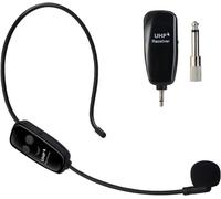 Microphone sans Fil 2 en 1 Micro Serre Tete sans Fil avec Convertisseur de 3.5mm & 6.5mm UHF Wireless Transmission 50M pour Guide