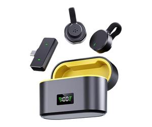 Microphone sans fil avec réduction du bruit avec étui de charge, accessoire audio avec réduction du bruit pour créateur de contenu, orateur, entraîneur de fitness et enseignant