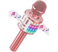 Microphone Sans Fil Bluetooth , Portable Karaoké Micro Haut-Parleur Avec LumièRe, Pour Enfants/Adultes Chanter Club Noël Anniversaire Soiree Famille Youtube Live, Idée Cadeau