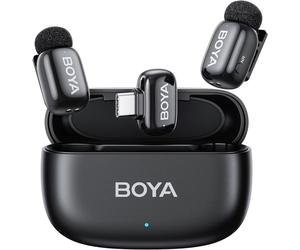 Microphone sans fil Boya Mini 2 ultra-compact, réduction bruit IA -40 dB, contrôle gain via appli, USB-C, 48 kHz/24 bits, portée 100 m