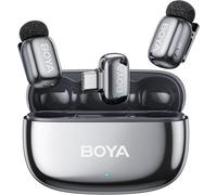 Microphone sans fil Boya Mini 2 USB-C, réduction bruit IA -40 dB, 24 bits, 48 kHz, 2 émetteurs, portée 100 m, contrôle app