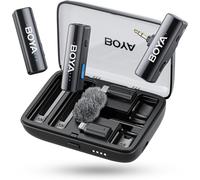 Microphone sans fil Boyalink V2 24 bits, portée 300 m, autonomie 30 h, USB-C & TRS 3,5 mm, 2 émetteurs inclus