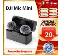 Microphone sans fil DJI Mic Mini avec suppression active du bruit, audio de haute qualité, transmission stable Mic Mini (2 TX + 1 RX + Charging Case)