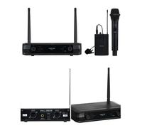 Microphone sans fil double - Main + serre tête PRO UHF - DSP DJ PARTY KARAOKE 2 CANAUX symétrique et asymétrique