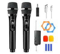 Microphone Sans Fil, Double Microphone Karaoké, Double Portable Micros Dynamiques Avec Récepteur, Microphones A Main Sans Fil Rechargeable Pour Églises, Mariages, Karaoké, Chants, Fêtes, Soirées, Dj