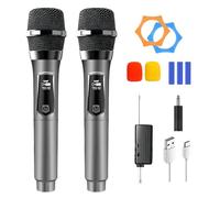 Microphone Sans Fil, Double Microphone Karaoké, Microphones A Main Sans Fil Avec Récepteur, Double Portable Micros Dynamiques Rechargeable Pour Karaoké, Chants, Fêtes, Soirées, Dj, Églises, Mariages