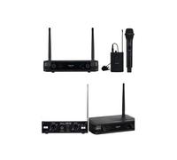 Microphone sans fil double - - PRO UHF DSP - 2 canaux - main + poche - sorties sym. et asym.