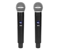 Microphone sans Fil, Double Système de Micro Dynamique sans Fil Portable avec Récepteur, Adaptateur 6,35 à 3,5 Mm, pour karaoké, Mariage, DJ, Discours, Classe D'église