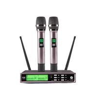 Microphone sans fil, effet d'écho des aigus et des basses, karaoké métallique à double main