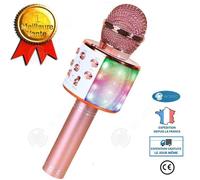 Microphone sans fil - INN® - Microphone karaoké portable - Bluetooth - 5W - Or rose