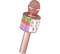 Microphone Sans Fil Karaoké, Ankuka Micro Karaoke Enfant avec Lumières LED de Danse, Microphone Bluetooth pour Enfants Fille Garcon pour Fête Chanter Idée Cadeau de Noël Anniversaire Or Rose