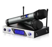 Microphone sans Fil Karaoké Micro sans Fil Professionnel Aluminium 2 Micro HF à Main Portable 1 Récepteur Micro VHF 2 Canaux