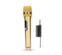 Microphone sans Fil, Microphone de Karaoké Dynamique Portable avec écran LED, Système de Micro Portable avec Récepteur, pour la Maison, la Fête, Le Chant, L'extérieur(Or)